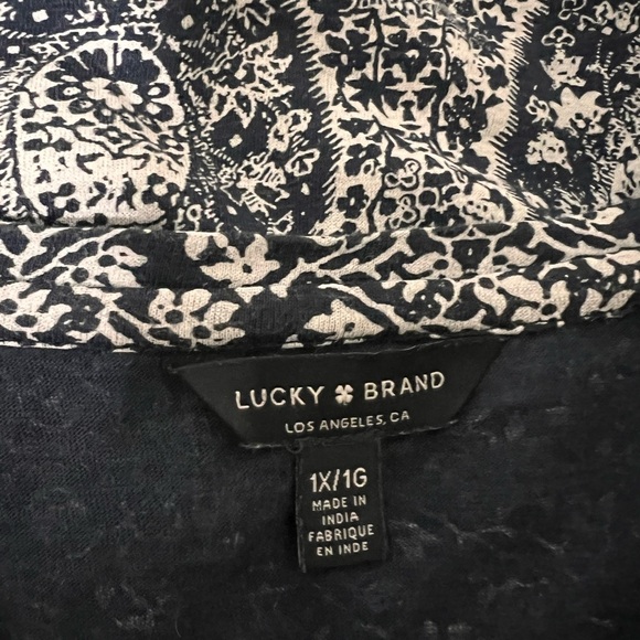 LUCKY BRAND Top Size 1X Paisley Blue cotton blend 3/4 Sleeve - Picture 12 of 13